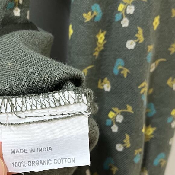 PrAna Womens Salinda Ditsy Floral Button Up Top Size S Olive Organic Cotton - Picture 10 of 10